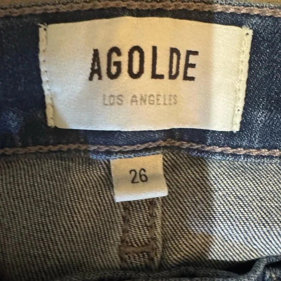 Agolde Dark Blue Straight Leg Jeans - Picture 2 of 5